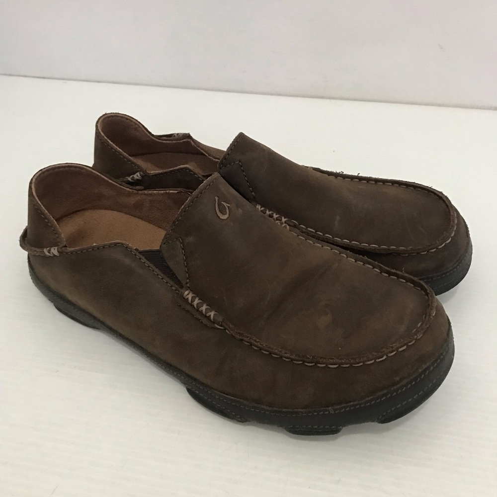Moloa Men's Premium Leather Shoes, Easy Slip On & Off Dk Wood/Dk Java Size 10 - Picture 2 of 9